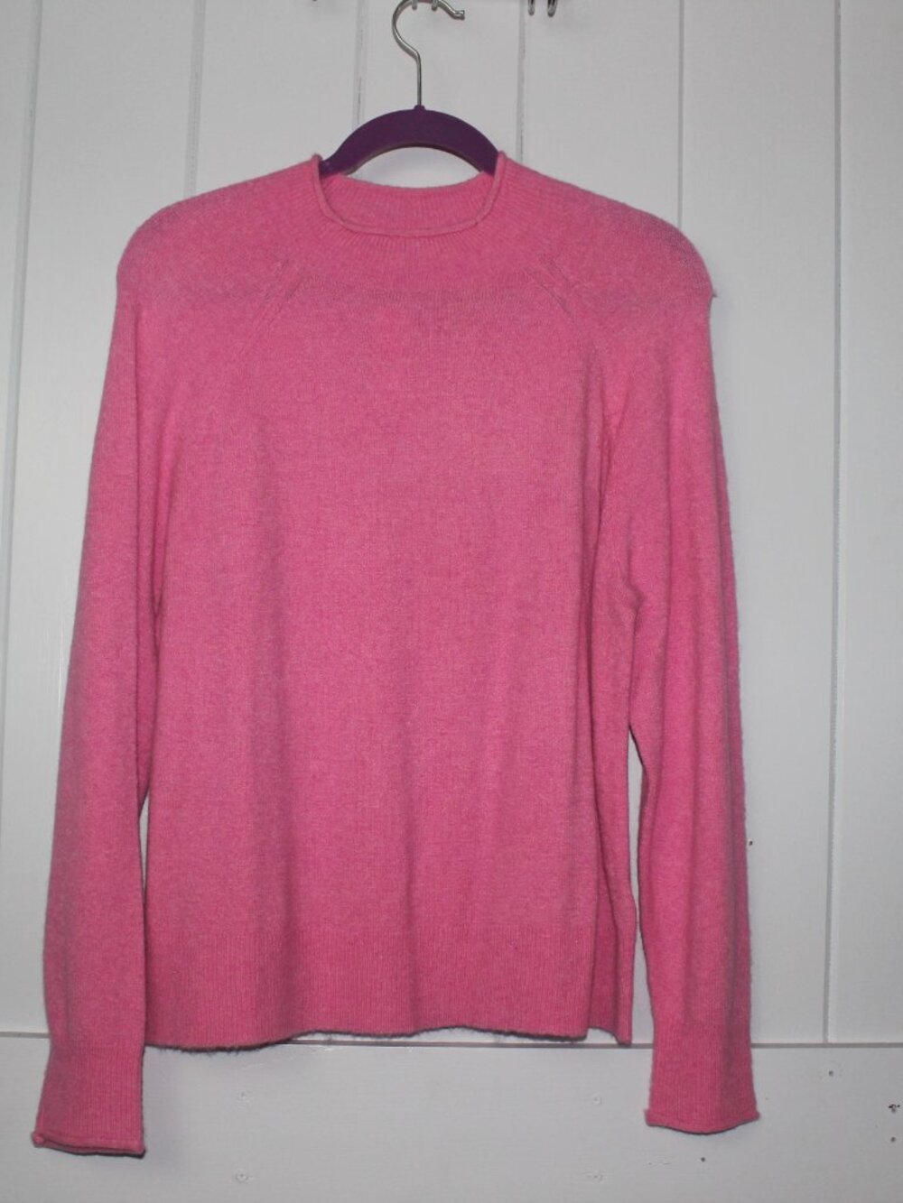 NWT J CREW WOMENS SOFT MERINO WOOL BLEND SWEATER IN PINK WITH MOCK NECK SZ. LGE